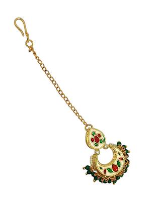 Gold-plated chandbali maang tikka 4