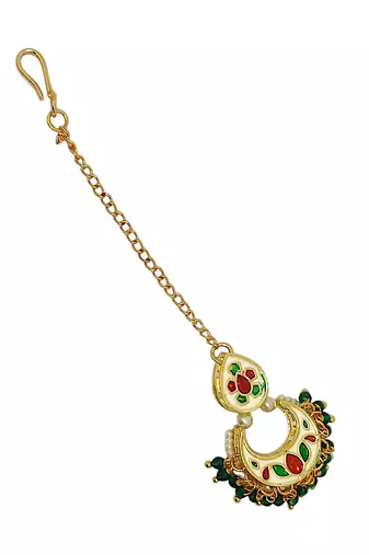 Gold-plated chandbali maang tikka