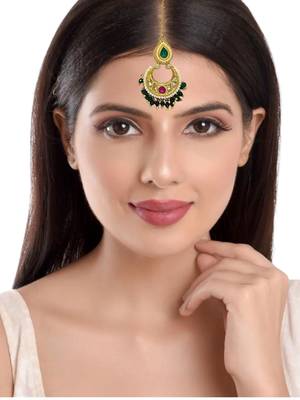 Gold-plated chandbali maang tikka 5