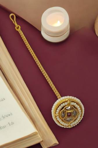 Gold plated rajasthani borla maang tikka
