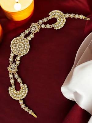 White Kundan Pearl Matha Patti for Women 1