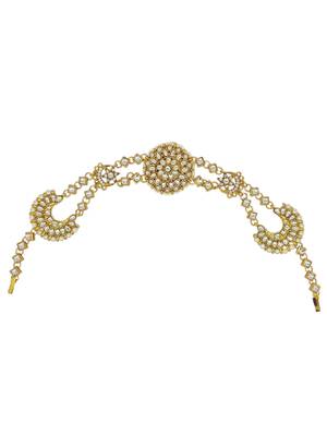 White Kundan Pearl Matha Patti for Women 3