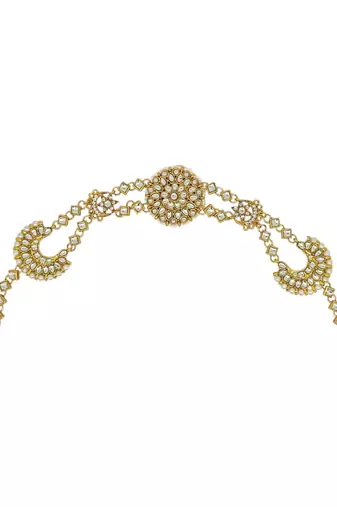 White Kundan Pearl Matha Patti for Women