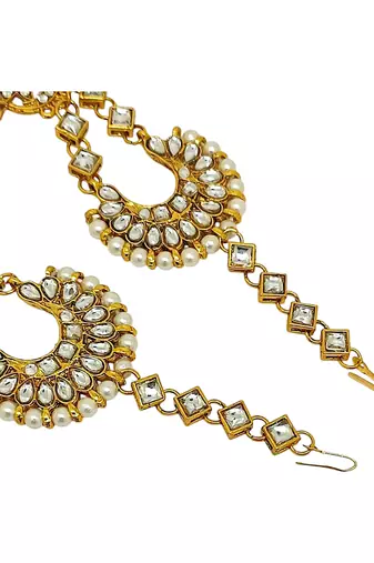 White Kundan Pearl Matha Patti for Women