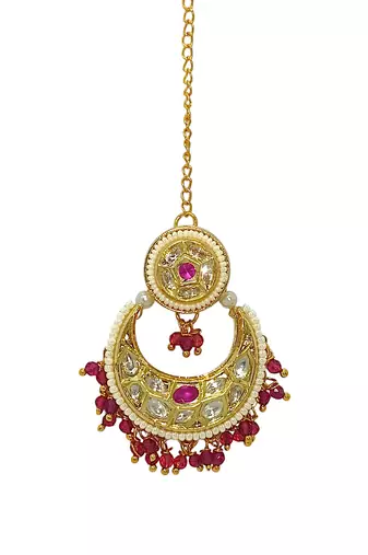 Gold-plated chandbali maang tikka