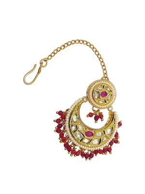 Gold-plated chandbali maang tikka 3