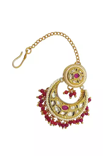 Gold-plated chandbali maang tikka