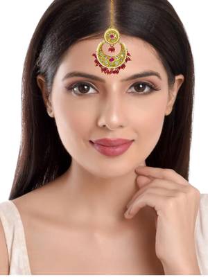 Gold-plated chandbali maang tikka 5