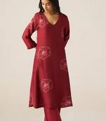 Tibetan red flower print co-ord set