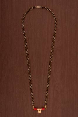  Long black beads mangalsutra with single vati tali. 2