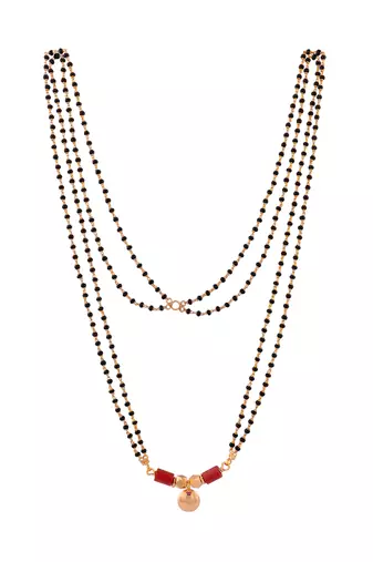  Long black beads mangalsutra with single vati tali.
