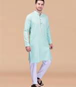 Solid cotton kurta pant set