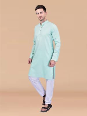 Solid cotton kurta pant set 3