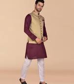 Solid cotton kurta pant set with nehru jacket