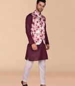 Solid cotton kurta pant set with nehru jacket