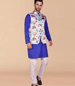Solid cotton kurta pant set with nehru jacket
