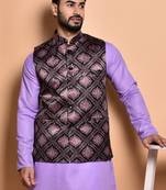 Solid cotton kurta pyjama set with nehru jacket