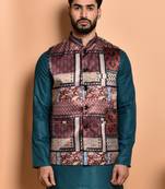 Solid cotton kurta pyjama set with nehru jacket