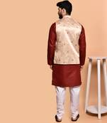 Solid cotton kurta pyjama set with nehru jacket