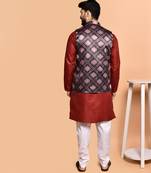 Solid cotton kurta pyjama set with nehru jacket