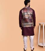 Solid cotton kurta pyjama set with nehru jacket