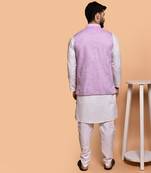 Solid cotton kurta pyjama set with nehru jacket