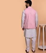 Solid cotton kurta pyjama set with nehru jacket