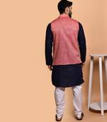 Solid cotton kurta pyjama set with nehru jacket