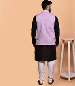 Solid cotton kurta pyjama set with nehru jacket