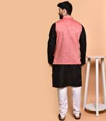 Solid cotton kurta pyjama set with nehru jacket