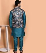Solid silk kurta pyjama set with nehru jacket