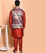 Solid silk kurta pyjama set with nehru jacket