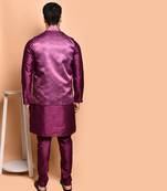 Solid silk kurta pyjama set with nehru jacket