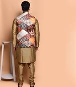 Solid silk kurta pyjama set with nehru jacket