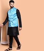 Solid silk kurta pyjama set with nehru jacket