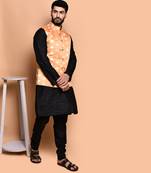 Solid silk kurta pyjama set with nehru jacket
