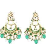 Green kundan earring