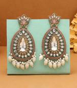 Pink color kundan earrings