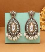 Purple color kundan earrings