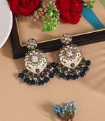 Navy blue color meena work kundan earrings