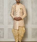 Multi Color Jaquared Woven Floral Sherwani With PATIYALA & Dhoti Pant