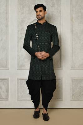 Bottle green indo western with  pattern work 1