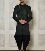 Bottle green indo western with  pattern work