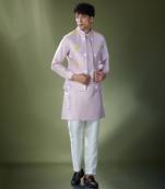 Lilac embroidered kurta-jacket set