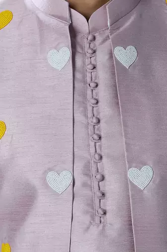 Lilac embroidered kurta-jacket set