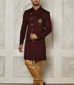 Mahroon indo western with  pattern work