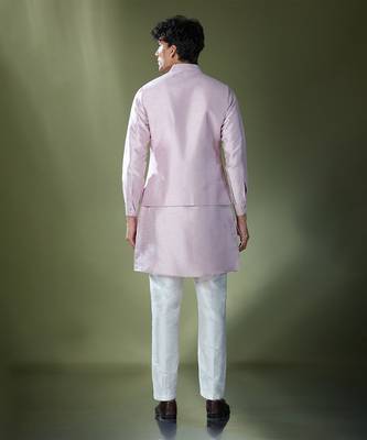 Lilac embroidered kurta-jacket set 4