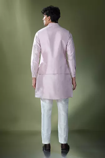 Lilac embroidered kurta-jacket set