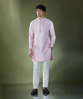 Lilac embroidered kurta-jacket set 5