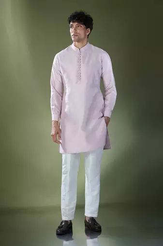 Lilac embroidered kurta-jacket set